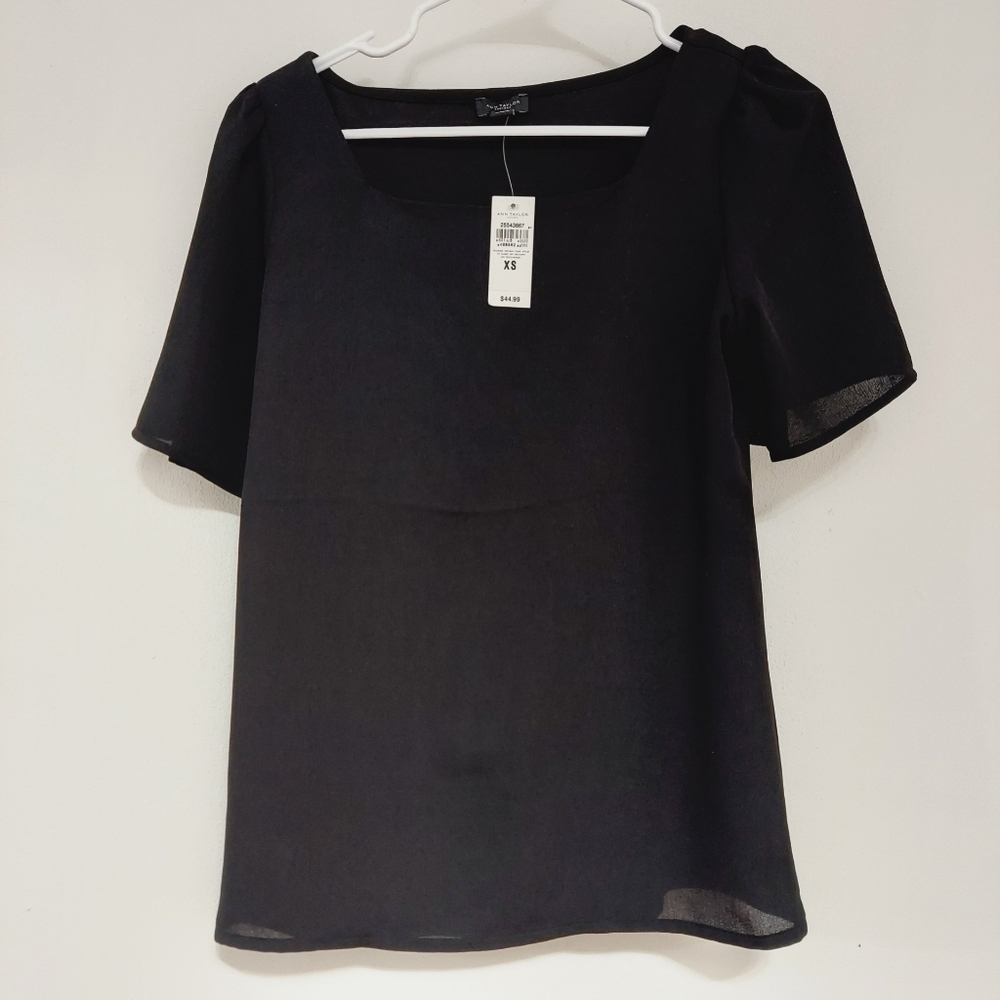 Ann Taylor Factory Black Short Sleeve Top XS